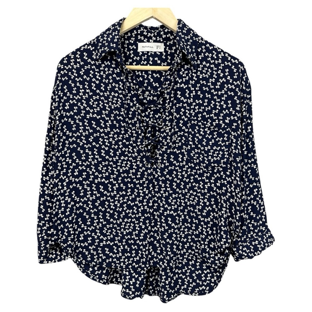 Faithfull Bow Print Blouse Size 4